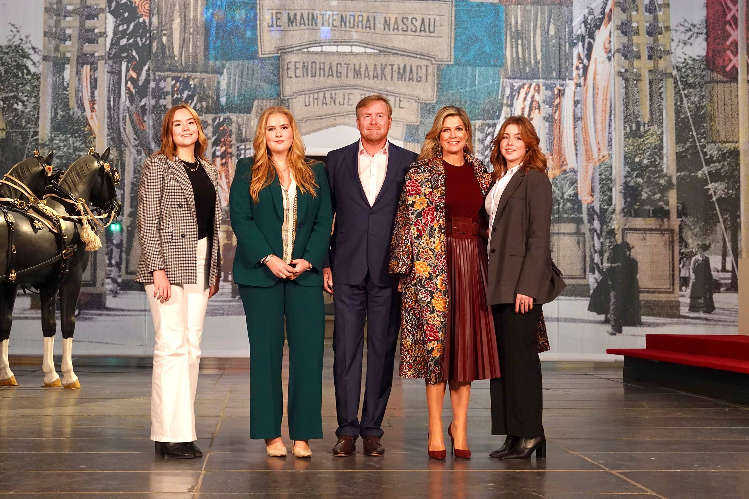 King Willem-Alexander, Queen Máxima, the Princess of Orange, Princess Alexia and Princess Ariane